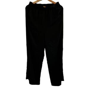 Wide Leg Silky Black Pants Trousers Goth Lagenlook Size Medium Witchy Whimsigoth